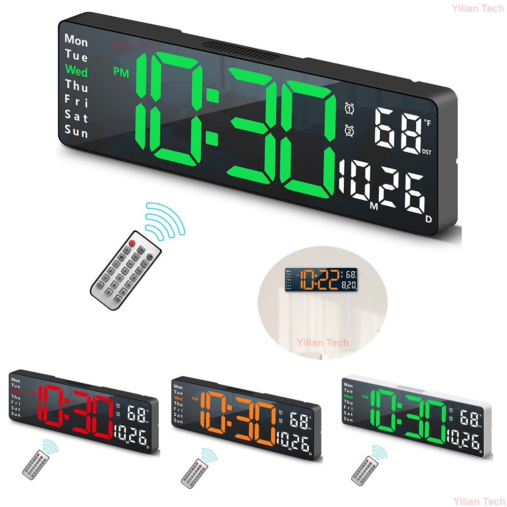 Digital Wall Clock for Living Room Decor Desk Alarm Clock for Bedroom ...