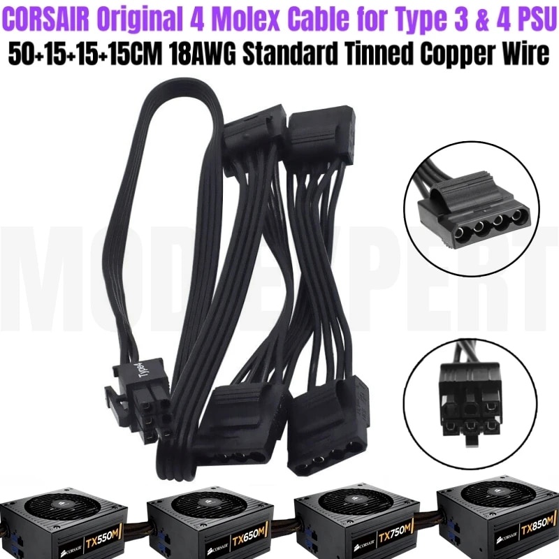 Original 6P to 4 Molex IDE 4Pin PATA Perif Fan Optical Floppy Drive HDD