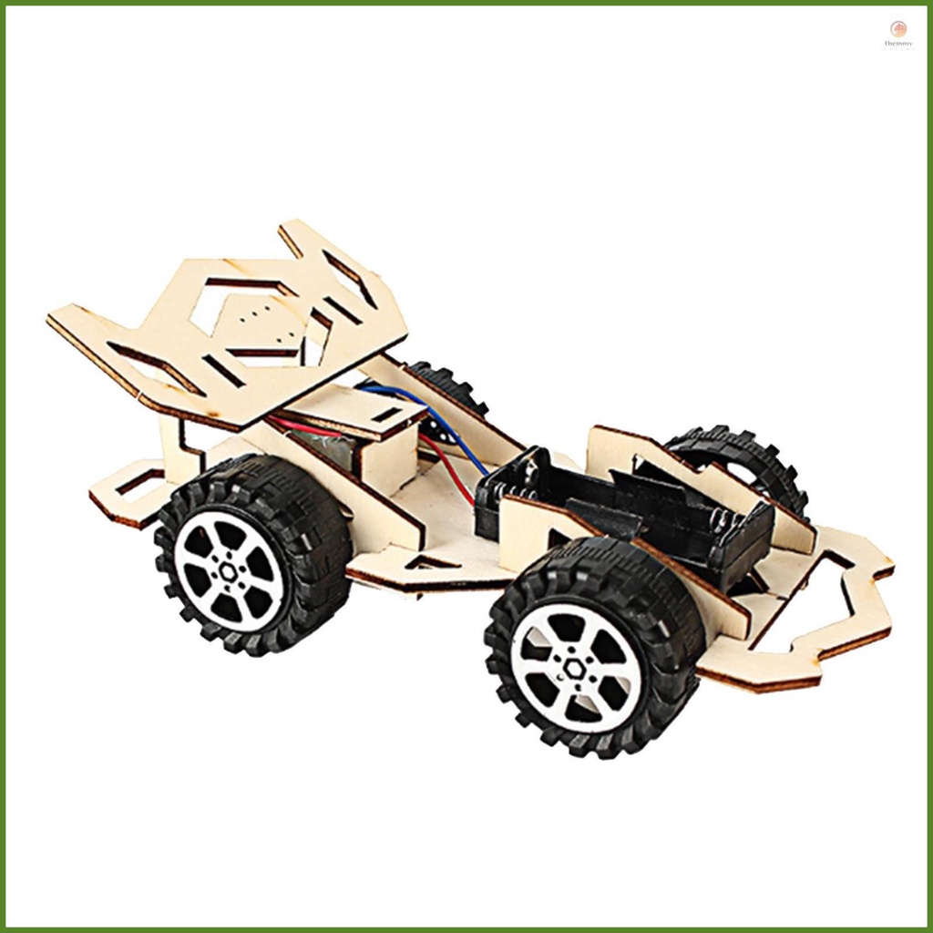 Wood Racing Car DIY Kit Kids Toy DIY Kit Electric Wooden Racing Car for