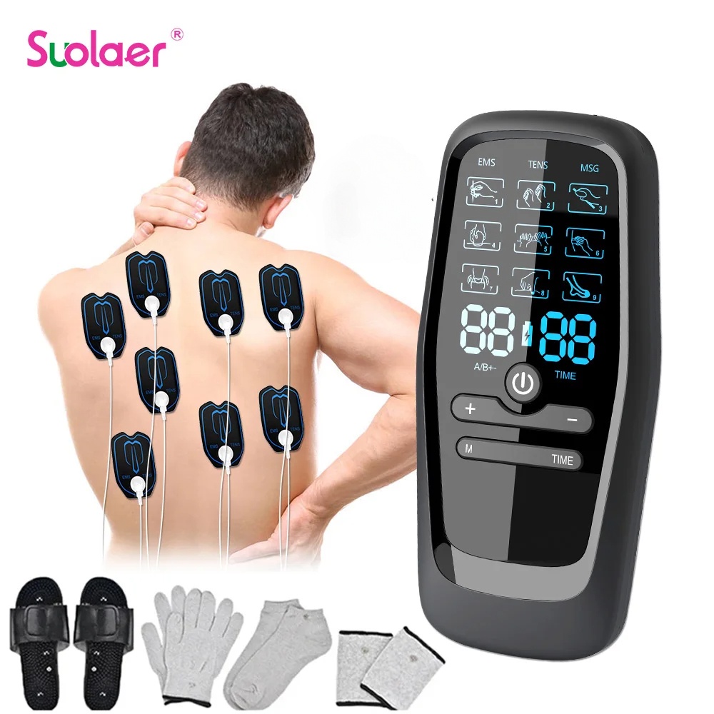 Dual Output 9 Mode Tens Unit Muscle Electrostimulator EMS Acupuncture ...