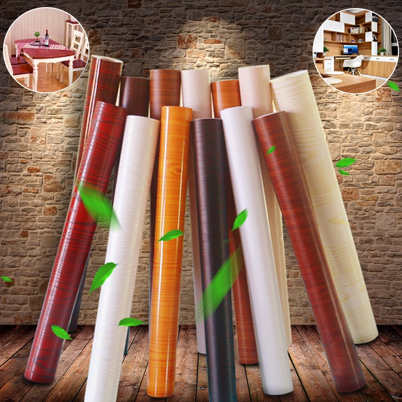 Waterproof Wallpaper PVC Wood Grain Stickers for Wardrobe Table ...