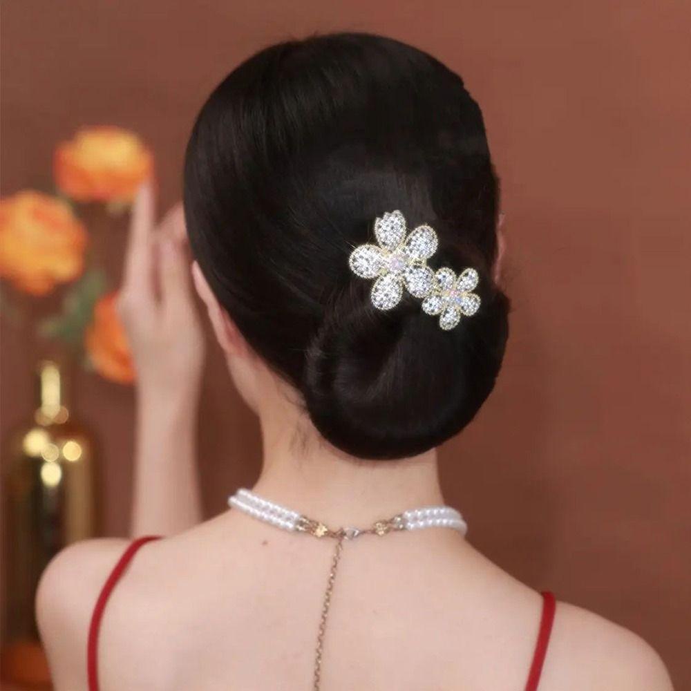 MUNDAN Flower Hair Clip, Alloy Flexible Hair Bun Roller, Fashion Hair