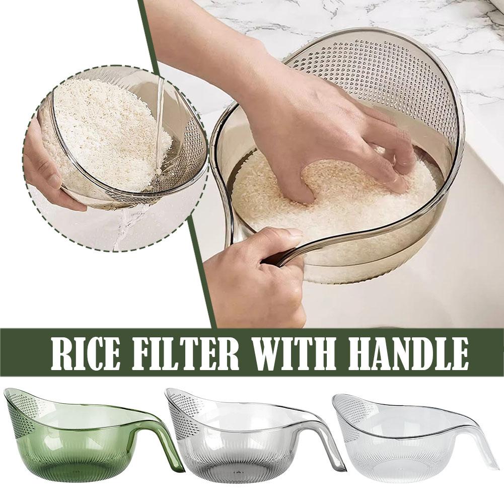Rice Sieve Strainer With Handle Plastic Filter Kitchen Drain Basket ...