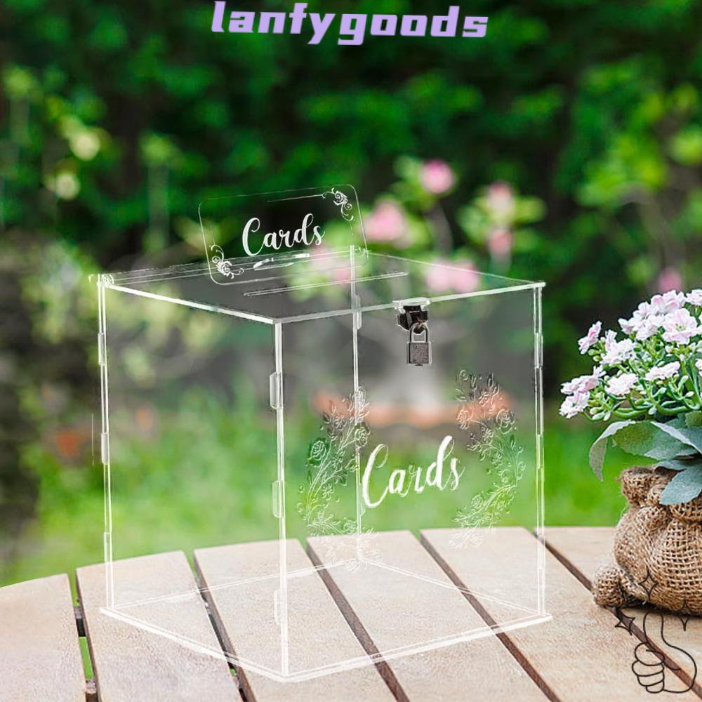 LAN Wedding Card Box, Assembled Acrylic Card Box, Large with Lock with