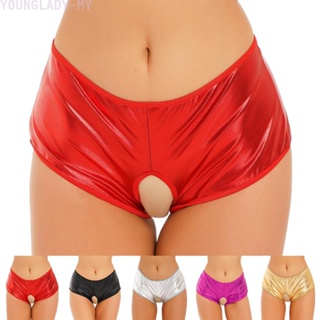 Womens Faux Leather Underwear Lingerie Open Crotch Booty Short