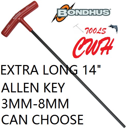 3MM8MM RANGE BONDHUS USA 14" EXTRA LONG T HANDLE HEX ALLEN KEY HEXAGON