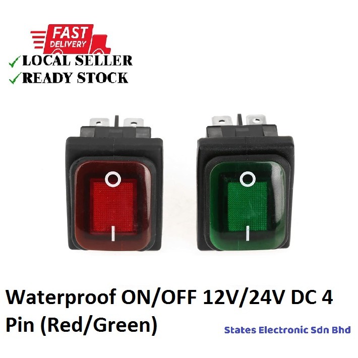 Waterproof ON/OFF Mini Switch boat-shaped rocker switch 12V/24V DC 4 ...