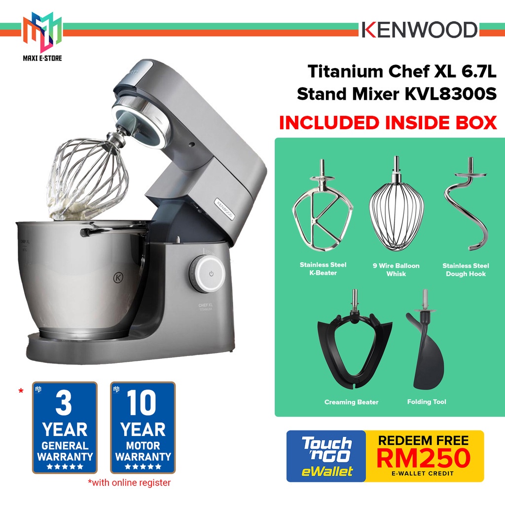 LIMITED OFFER! Kenwood KVL8300S Chef XL Titanium Kitchen Machine Cake Stand Mixer 6.7L 1700w