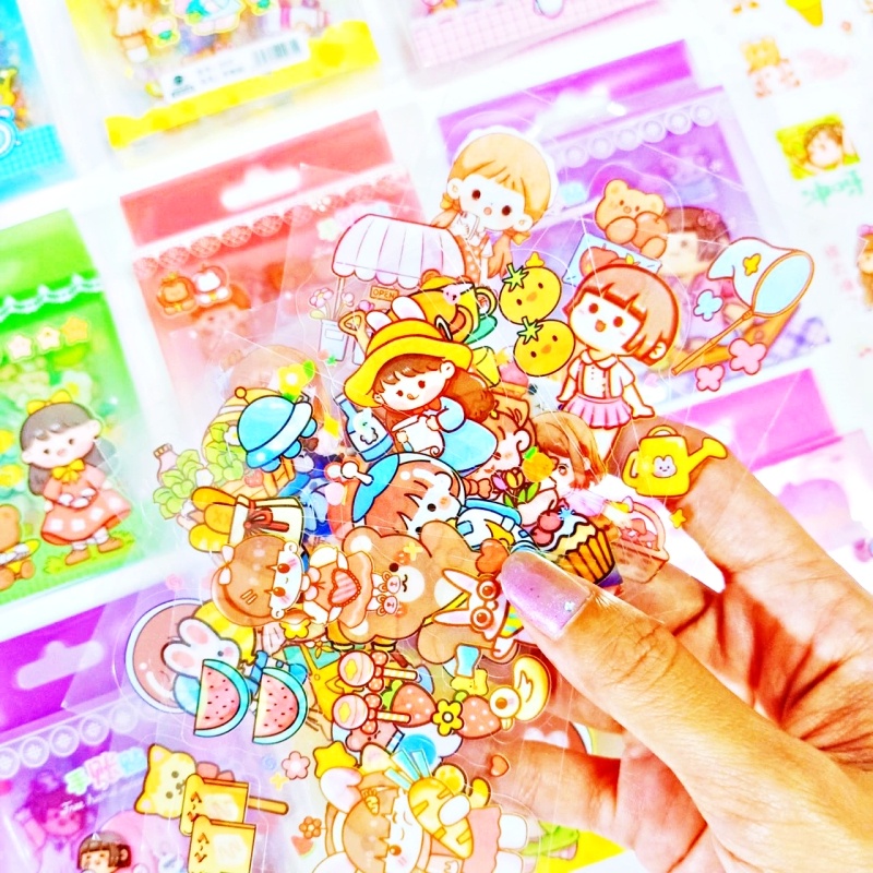 Cute Cartoon Sticker Die Cut Pattern Waterproof 7 Sheets PVC | Shopee ...