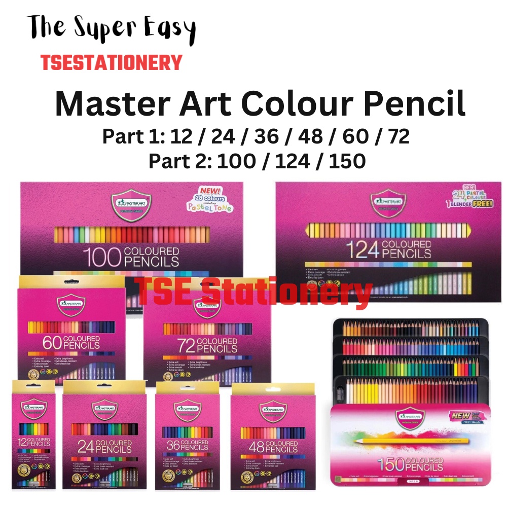 Box Set Masterart 124 Coloured Pencils Colors Coloring Drawing Art Painting  Long