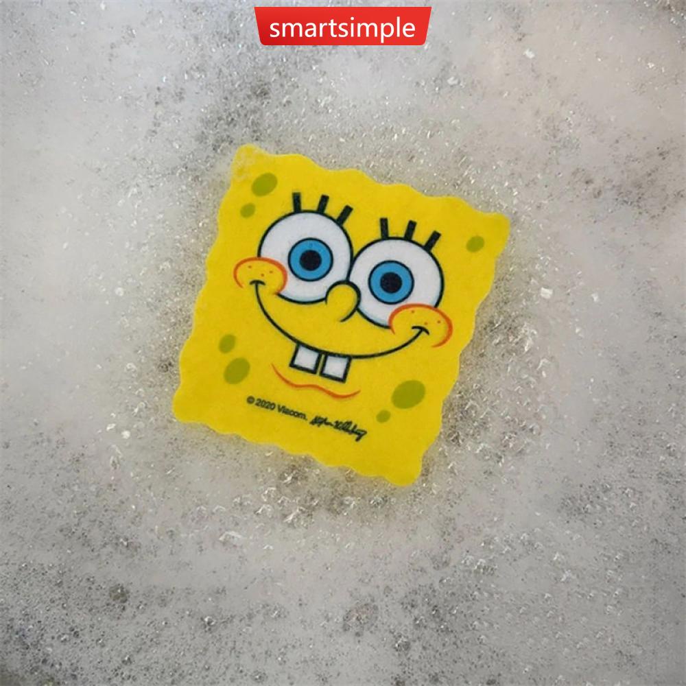Smartsimple Cute Cartoon Dish Wash Sponge Spongebob Shape Dishwashing Sponge Kitchen Cleaning 1560