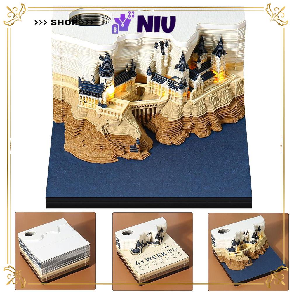 NIU 2024 Calendar Memo Pad, Art Craft Desktop Decoration Time Piece