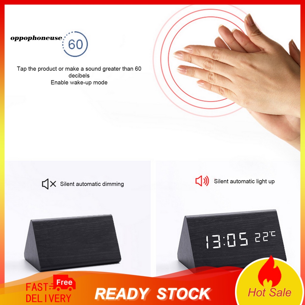 OPPO Room Decoration Clock Minimalist Wooden Digital Clock Modern