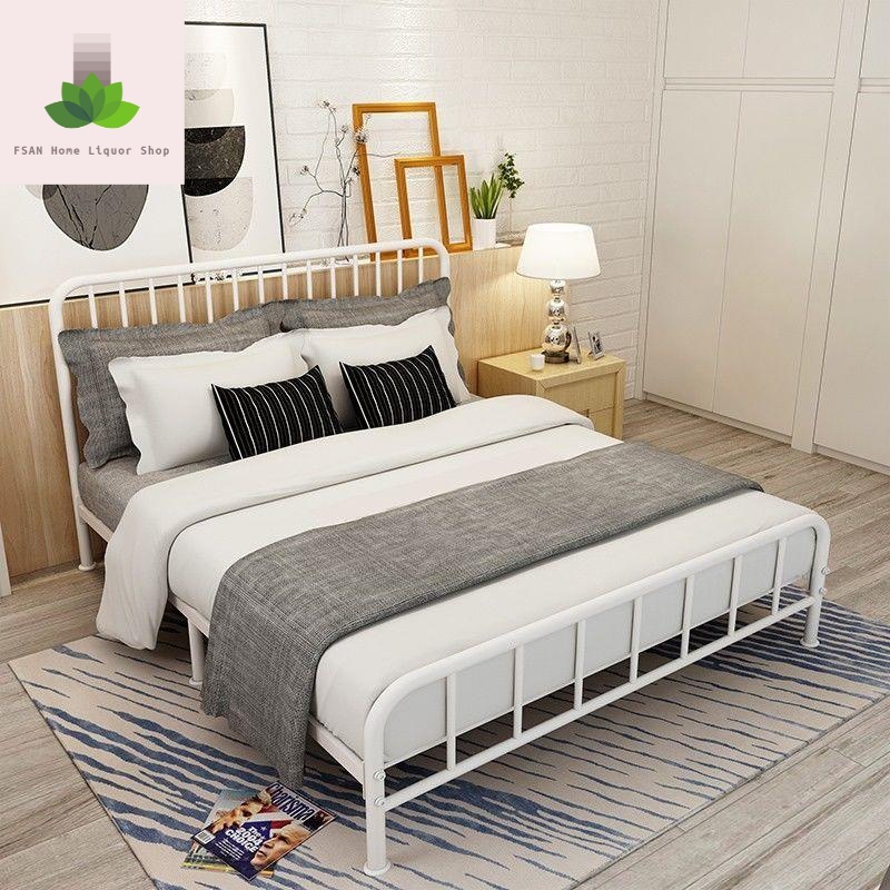 Iron bed modern simple rental house simple single bed home adult
