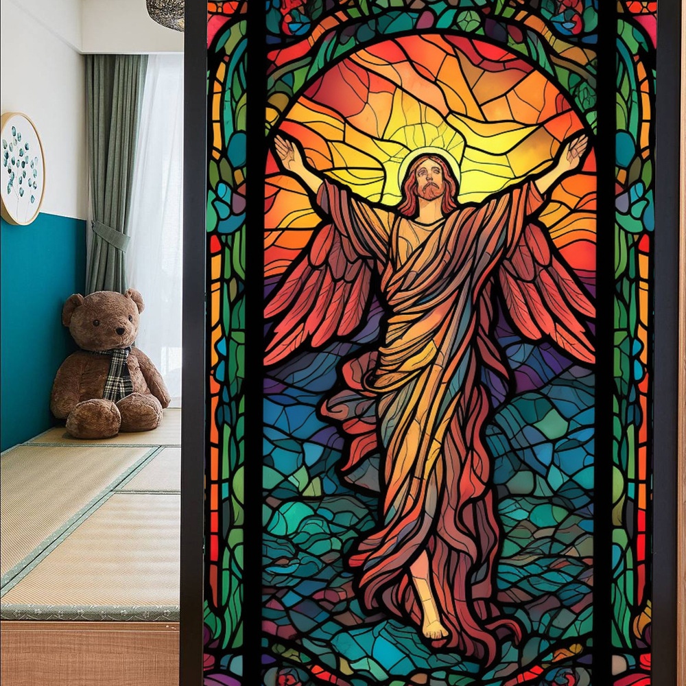 BL155 Colored Jesus Electrostatic Glass Patch PVC Non adhesive Window ...