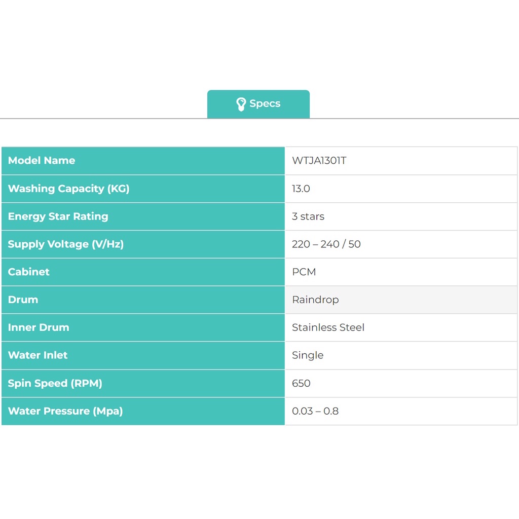 Hisense Washing Machine (10.5/13kg) Extra Soft Bubble Clean Top Load Washer WTJA1101T
