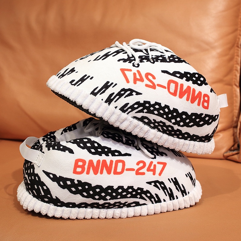2, B 36-44 Cloth) Cute Cartoon Animal Warm Home Plush Shoes Women's/Men Winter Cotton Cute Shoes Woman Male Foam Sneakers Bread Fat Slippers Size On