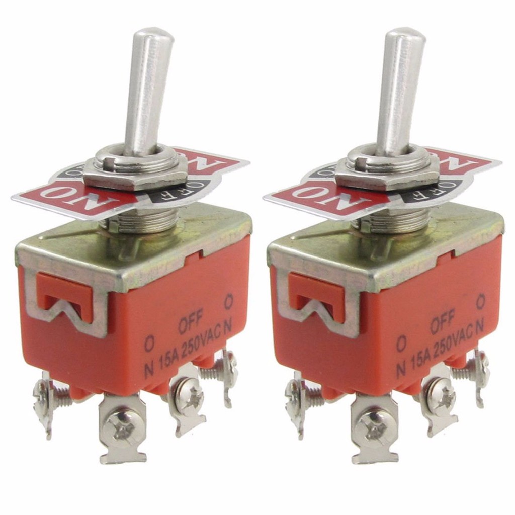 2Pcs Waterproof Toggle Switch DPDT ON/Off/ON 6 Pin - 15A 250V For Car, Boat, Auto, Marine (KL-C203-MD)
