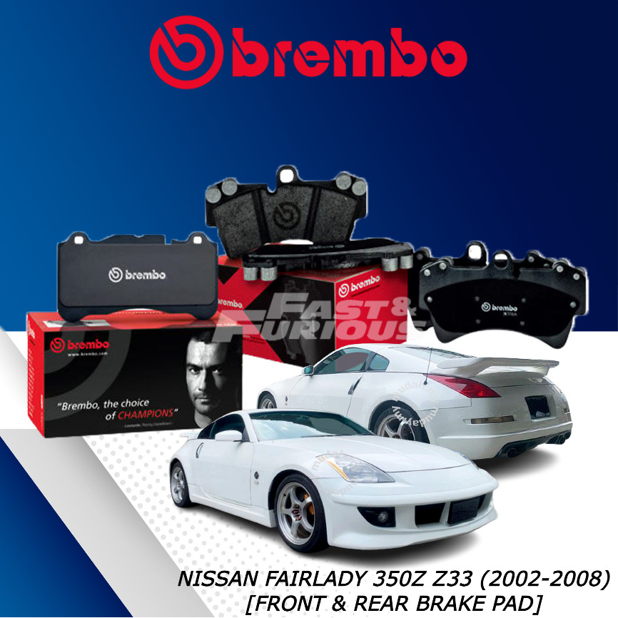 Nissan 350Z 03-10 Dimpled Grooved Brake Discs Set Front Rear BREMBO PADS | UK