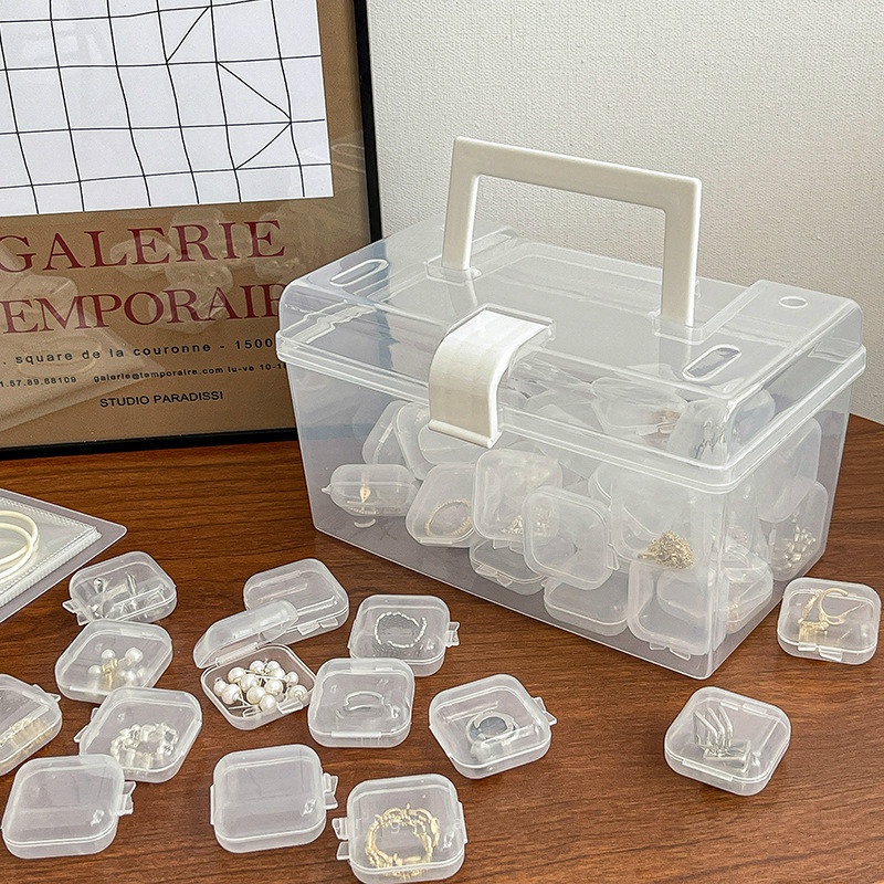 Transparent Plastic Small Box Mini Jewelry Accessory Storage Box Ear ...