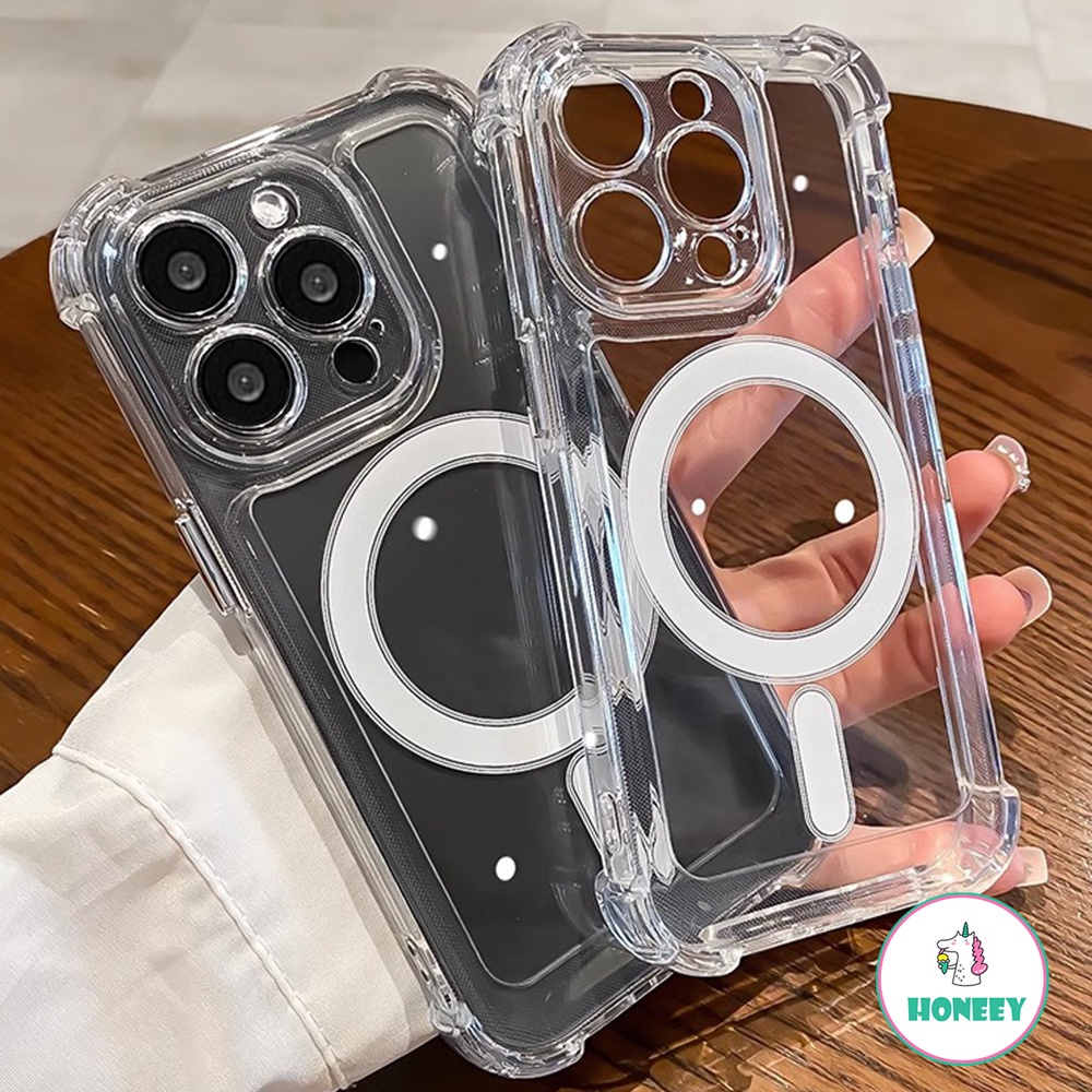 Luxury Transparent Magnetic Wireless Charging Phone Case Compatible for ...