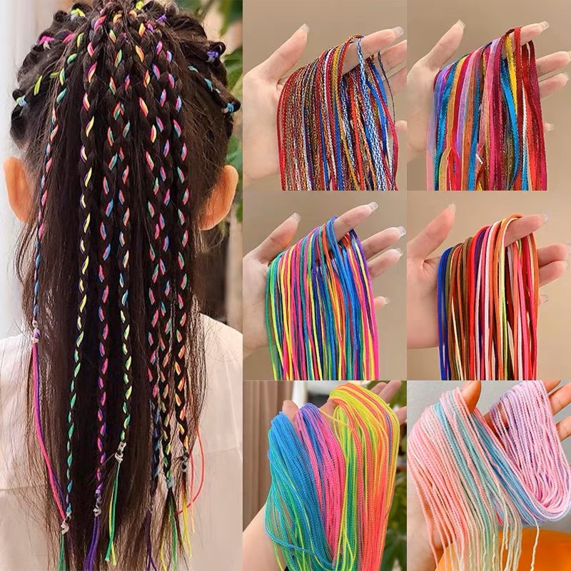 100 Piece Woven Hair Colorful Rope Dirty Braided Rope Fashion Children ...
