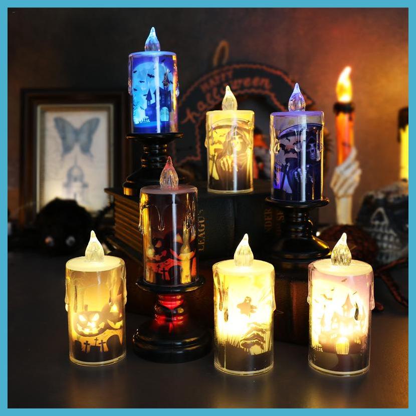 12pcs Halloween LED Candles Flameless Battery Operated Halloween LED Lights Shiny Candle Lights