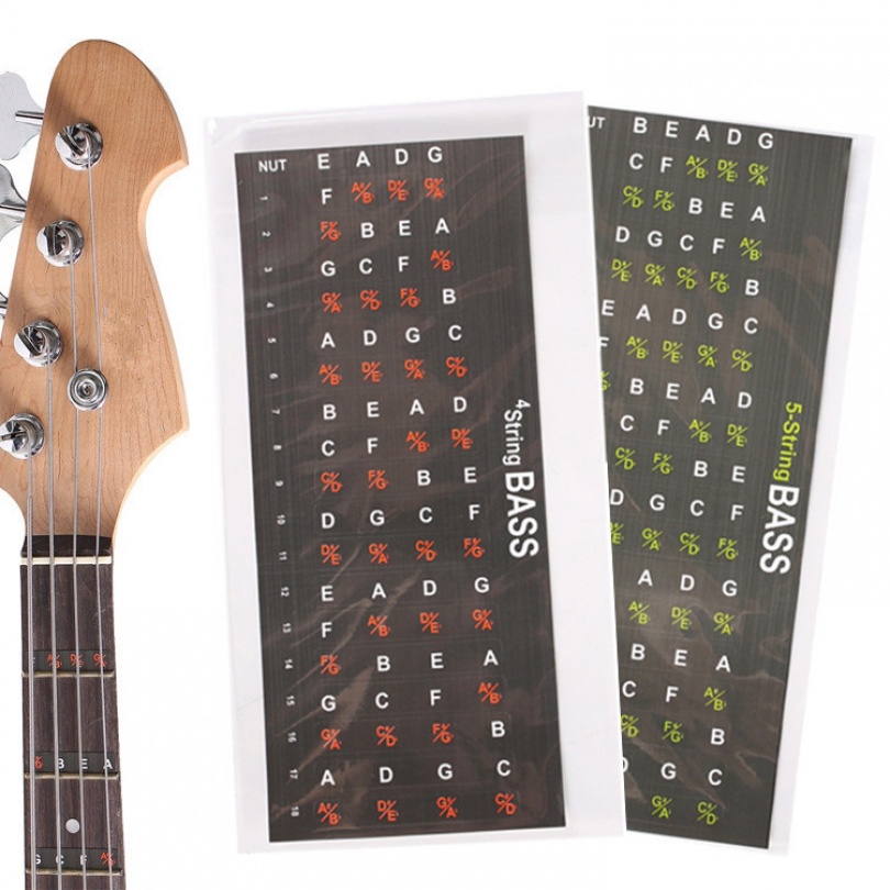 4 / 5 Strings Bass Fingerboard Note Labels Bass Fretboard Note Map