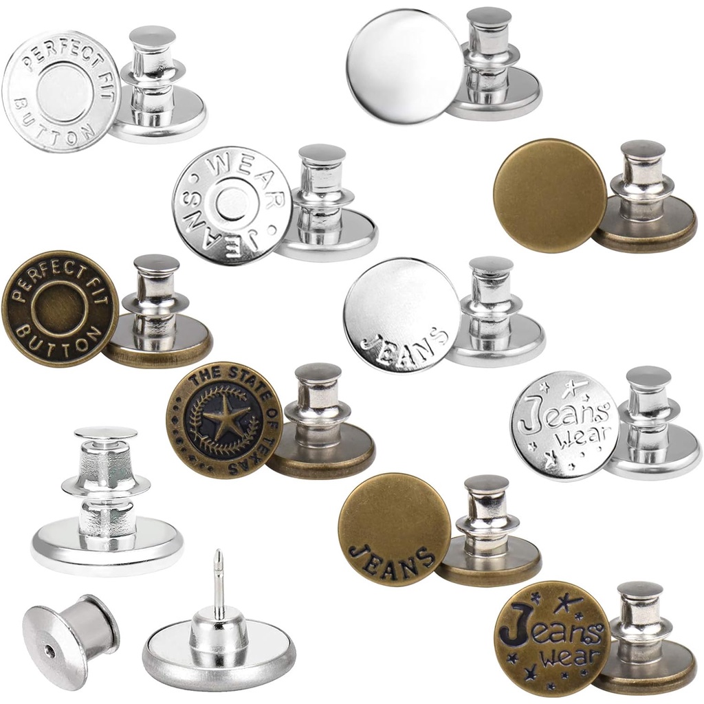 20 Sets Button Pins for Loose Jeans, No Sew and No Tools Instant ...