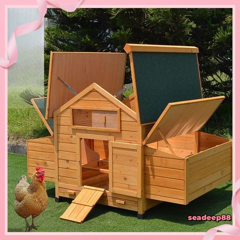 Solid Wood Chicken Coop Pet Rabbit Bunny Hutch Run Guinea Pig Cage Animal House Large Chicken coop Reban ayam besar Shopee Malaysia