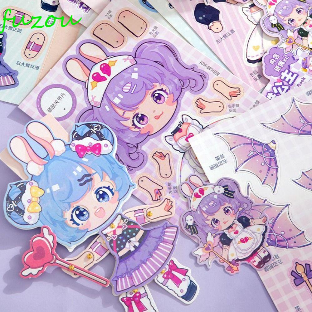 FUZOU DIY Paper Puppet Toy, Paper Montessori Girls 3D Paper Doll
