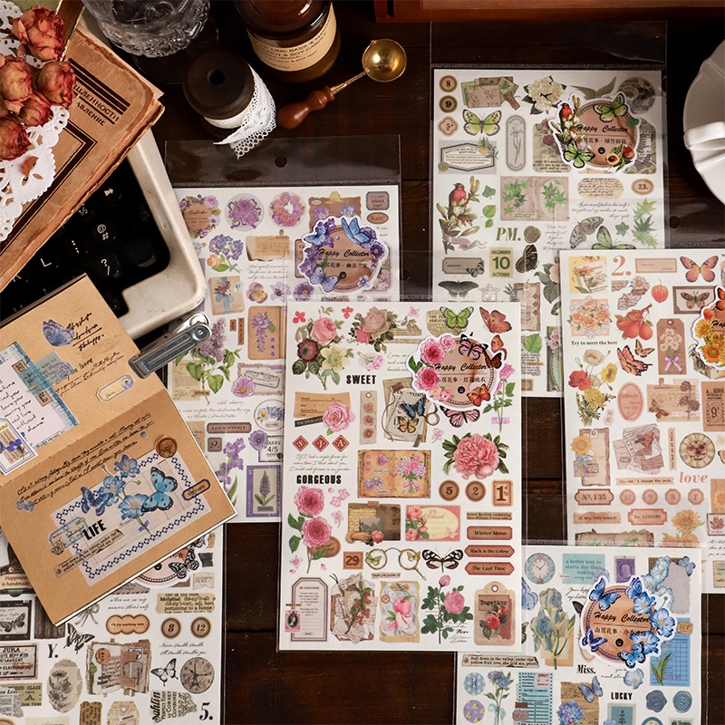 Floral Stickers Creative Scrapbook Supplies Collage Junk Journal DIY ...