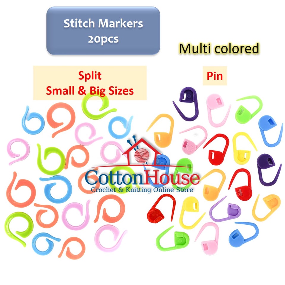 20 Pcs ABS Stitch Split Ring Holders/Marker Multicolor Crochet Knitting