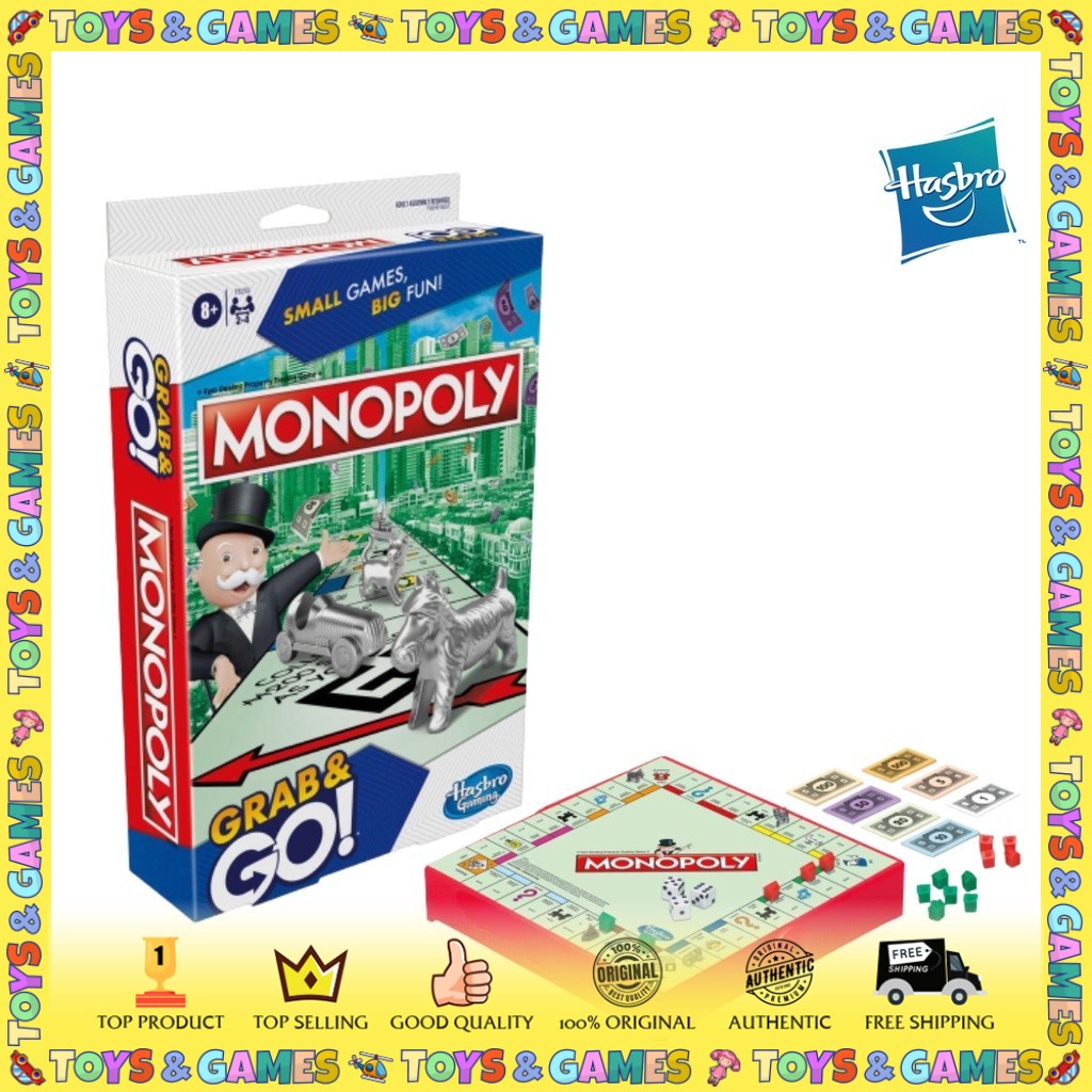 Original Hasbro Grab And Go Monopoly Classic Mini Set Board Games For ...