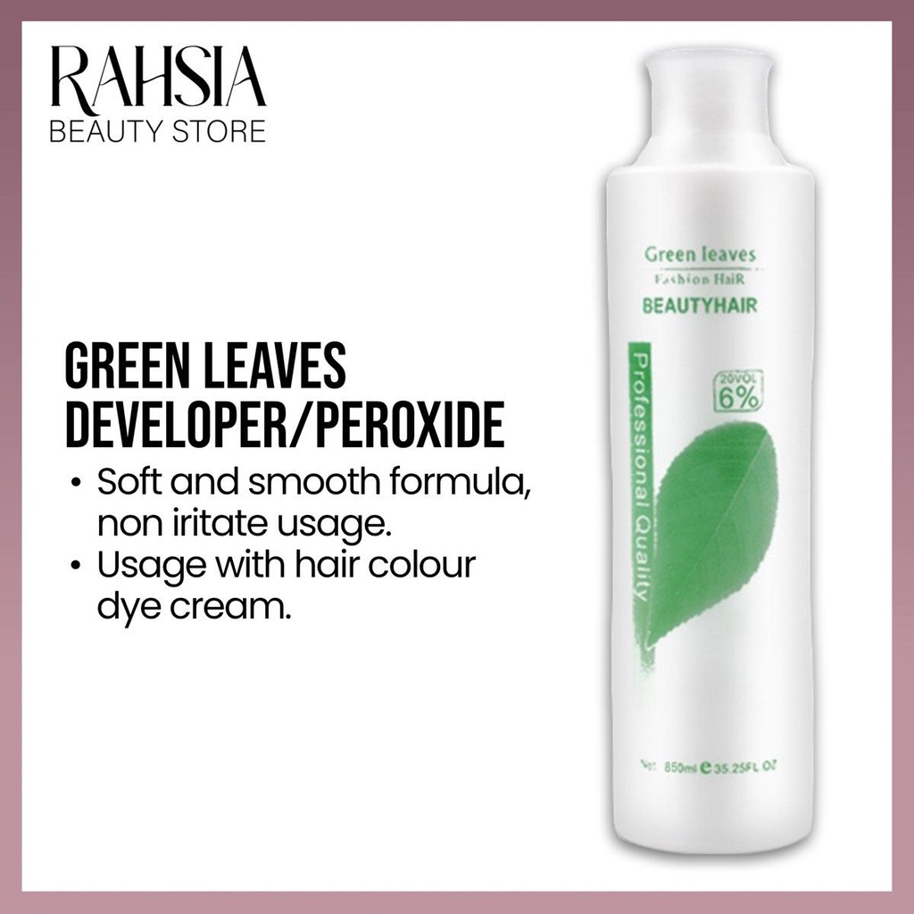 Green Leaves Hair Saloon Hair Colour Dye 12 Developer Peroxide (for