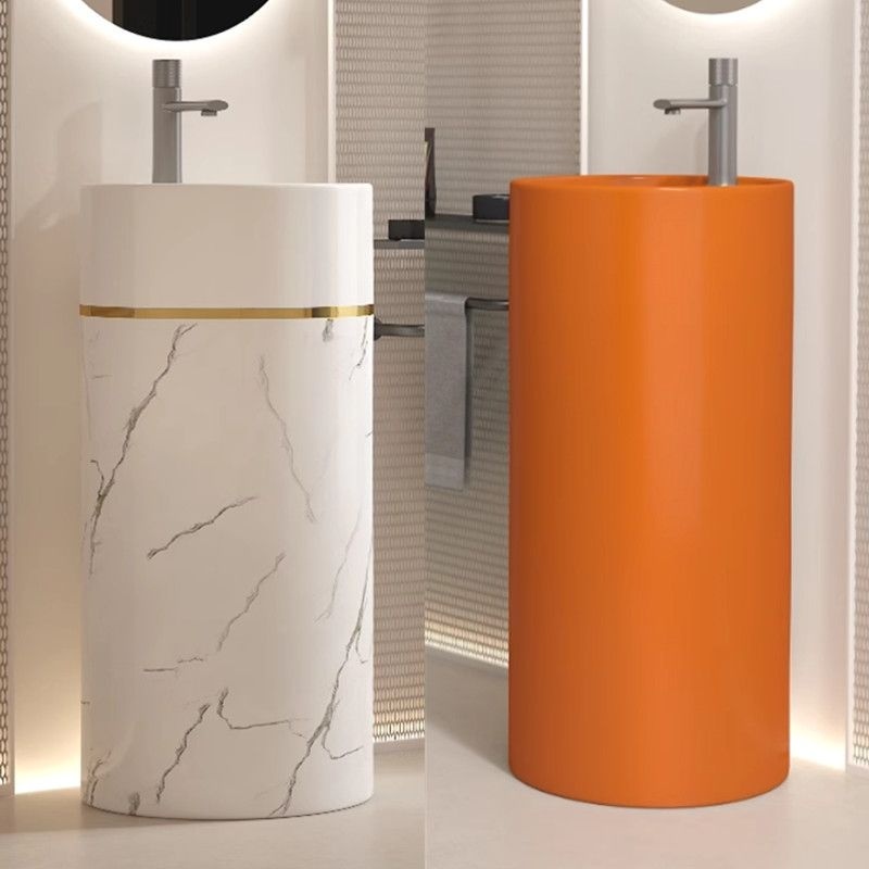 Hotel Column Ceramic Basin Color Pedestal Basin Integrated Floor Wash ...