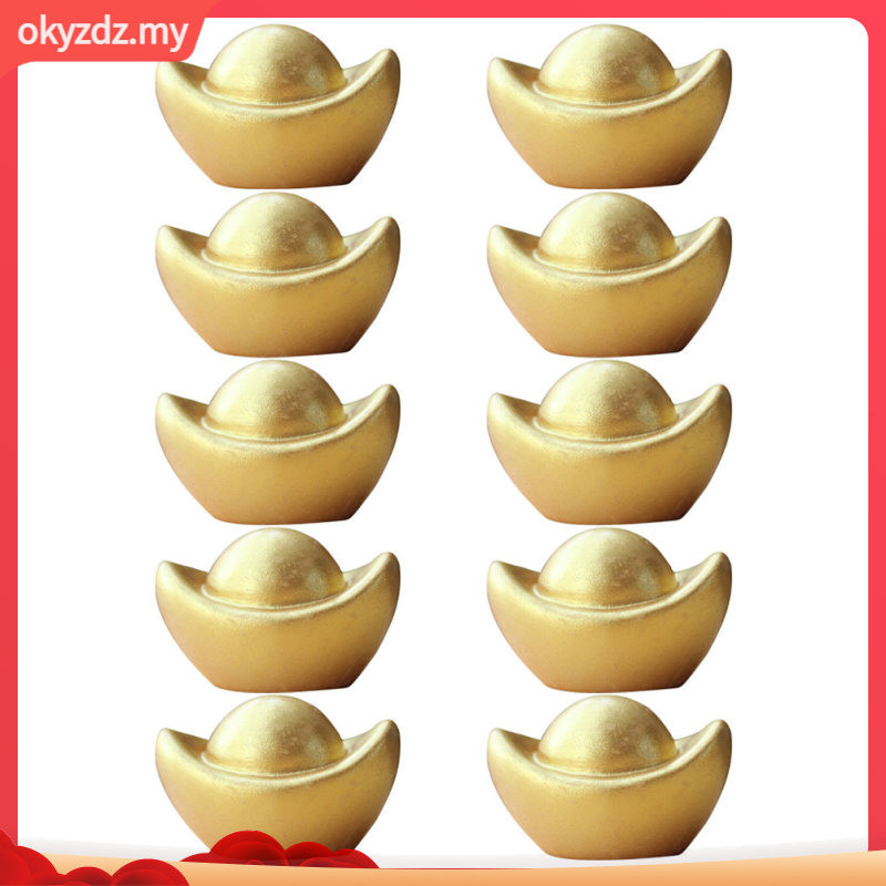 Okyzdz 10 Pcs Golden Ingot Decors Model Resin Crafts Models Artificial Ingots Decorations