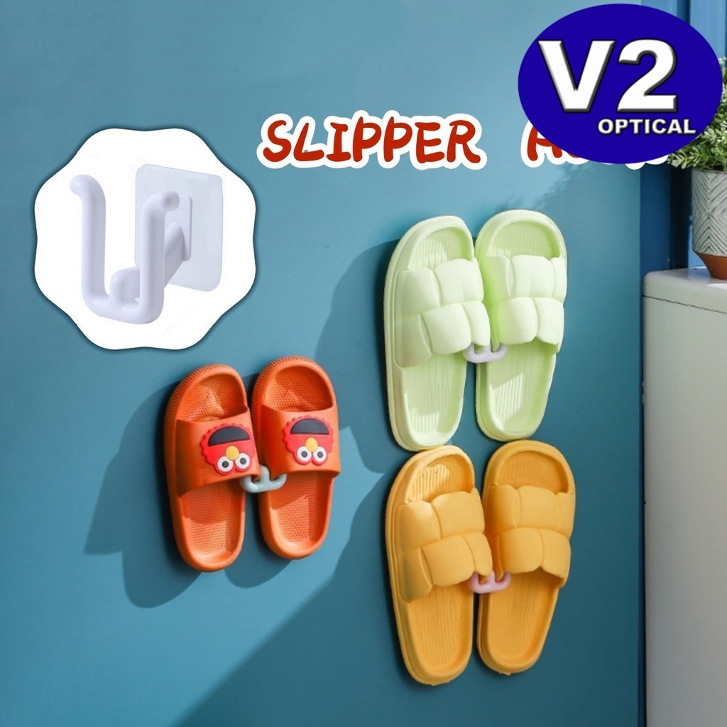 (1 PCS)Simple Slipper Hook Punch Free Slippers Storage Rack Self ...
