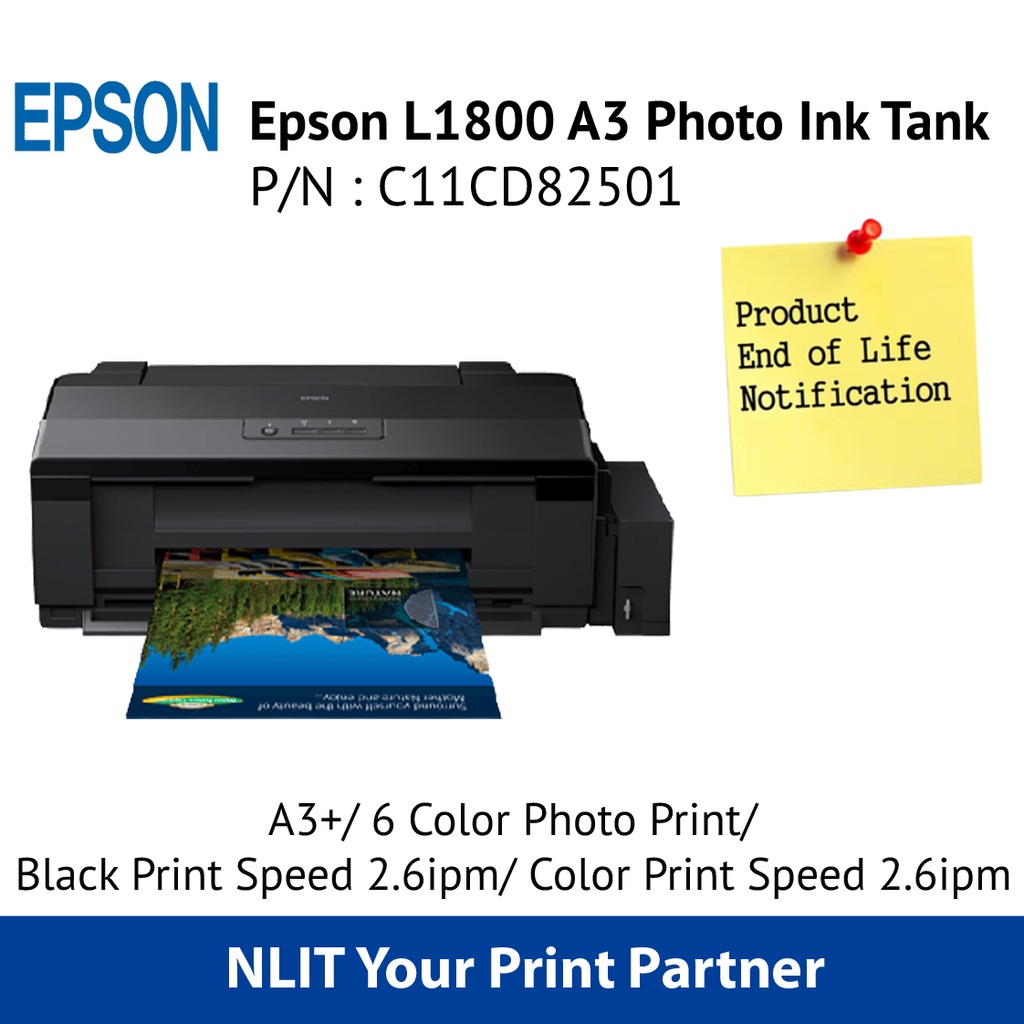 Epson L1800 A3 Photo Ink Tank Printer C11cd82501 Eol Shopee Malaysia