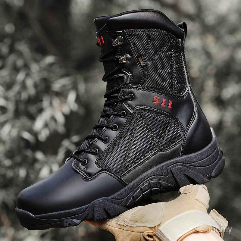 high Leather Boots for Men,Black Combat Boots Men,Black Military  Boots,Tactical Boots for Men with Zipper,Military Combat Boots,Outdoor  Hiking