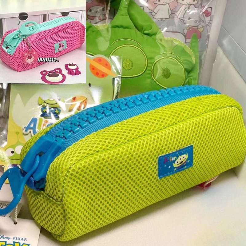Threeeyed Pencil Case ins Japanese Mesh Simple LargeCapacity Cartoon