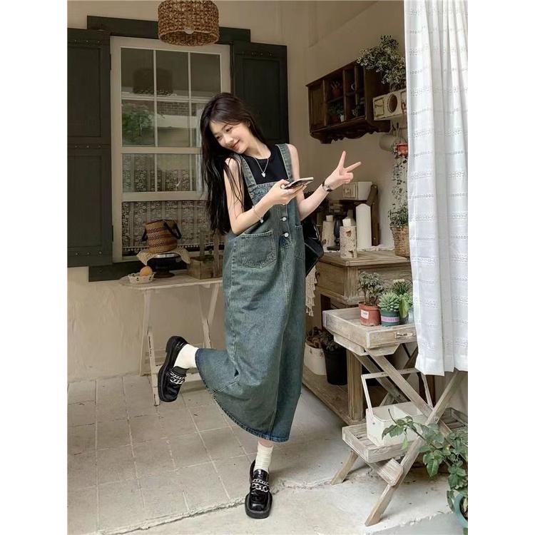 Suspender clearance denim skirt