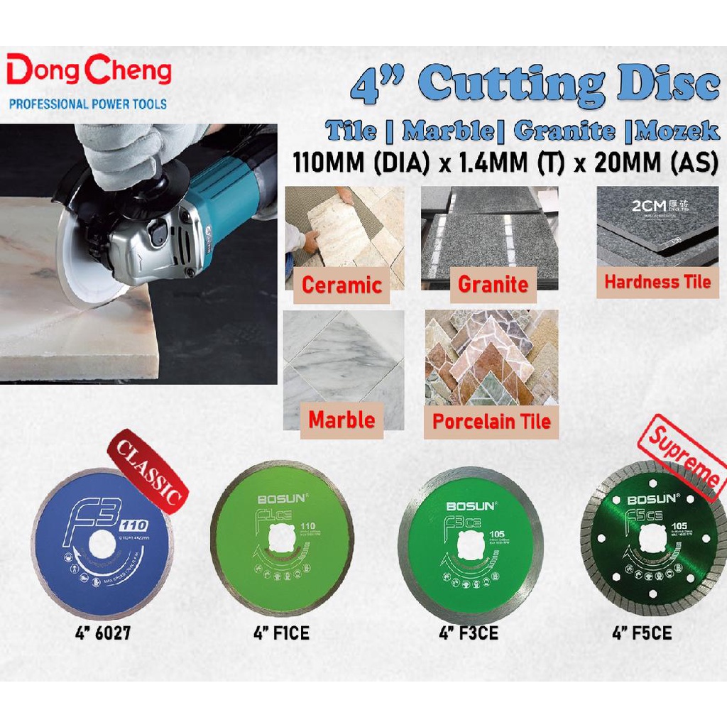 Bosun 4" Diamond Cutting Disc Ceramic Tiles Hardness Tile Granite