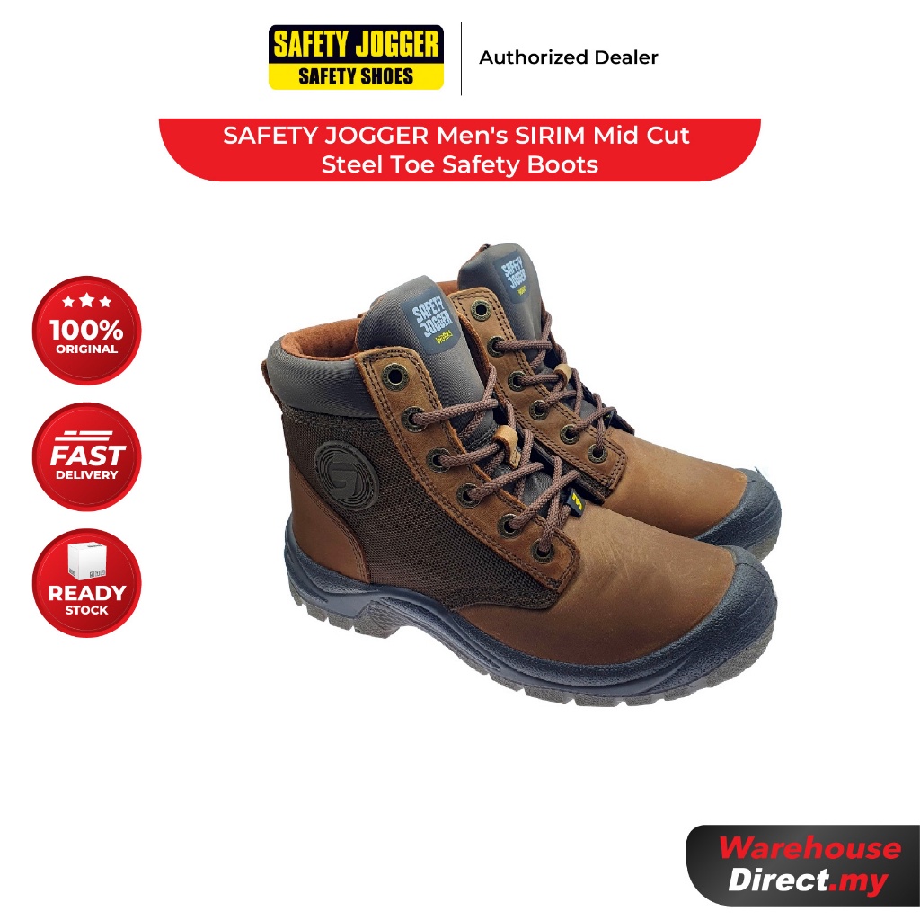 SAFETY JOGGER Men's SIRIM Mid Cut Steel Toe Safety Boots S969929 Brown