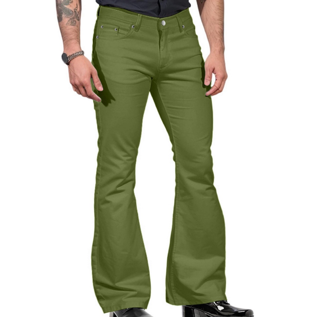 ZSC Men Bell Bottom Pants Stylish Men Flared Trousers Stylish