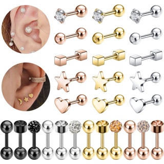 Men Women Rhinestone Cartilage Tragus Bar Helix Upper Ear Earring Stud  Jewelry 