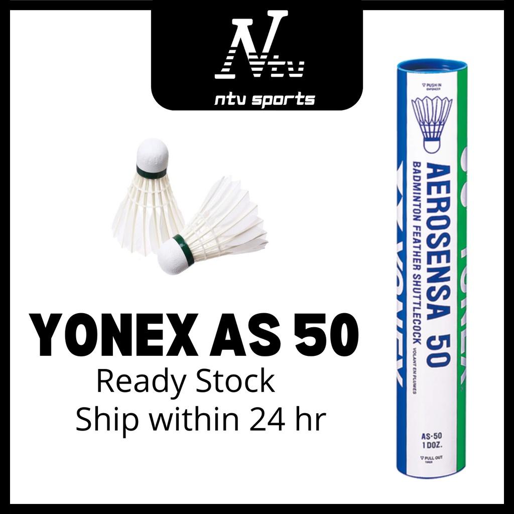 Ready Stock 12pcs Badminton AS 50 AS50 GOOSE FEATHER Yonex Shuttlecock