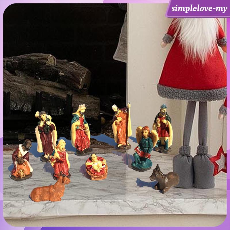 [SimpleloveMY] 10x Nativity Figures Set Christmas Nativity Scene