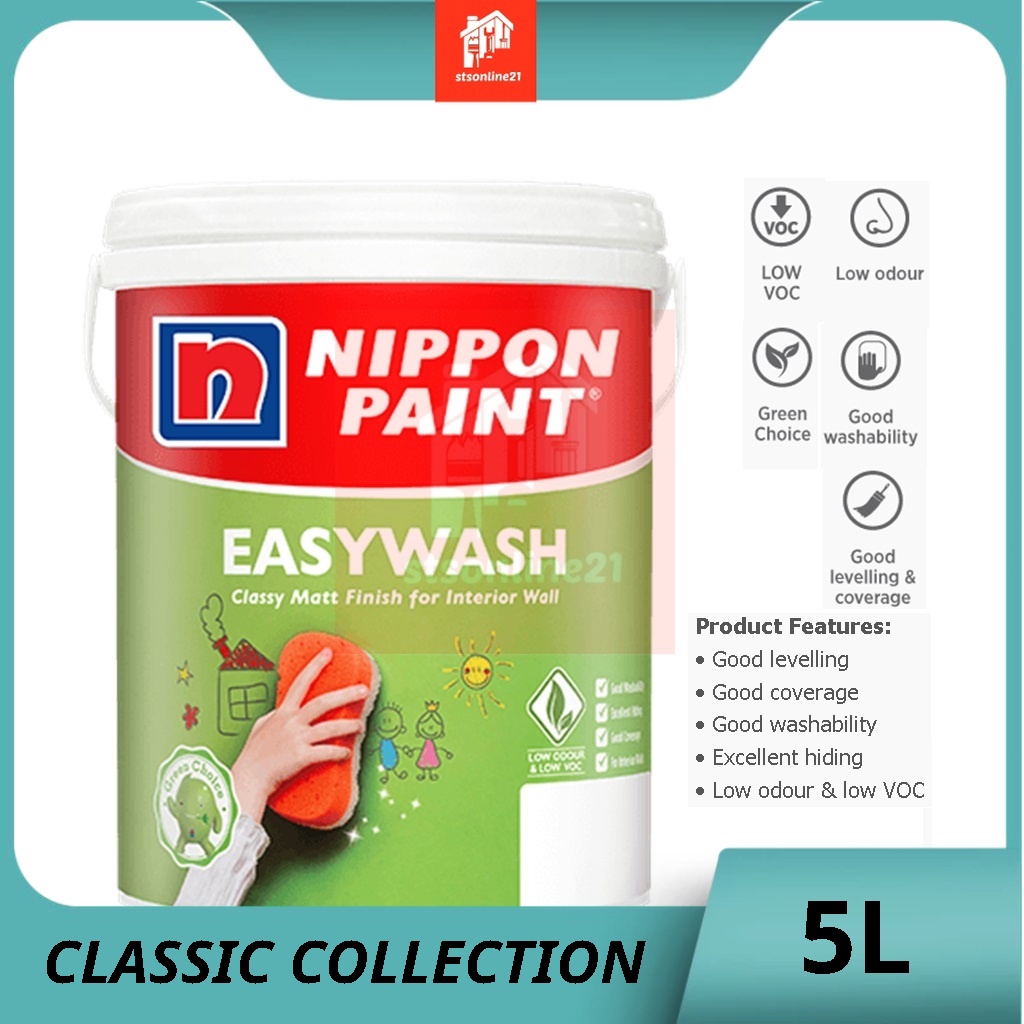 Nippon Paint Easy Wash Matt Finished Interior Paint 5L | Shopee Malaysia