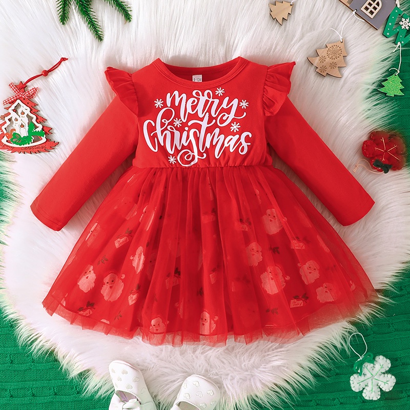 Long sleeve christmas hot sale dress baby